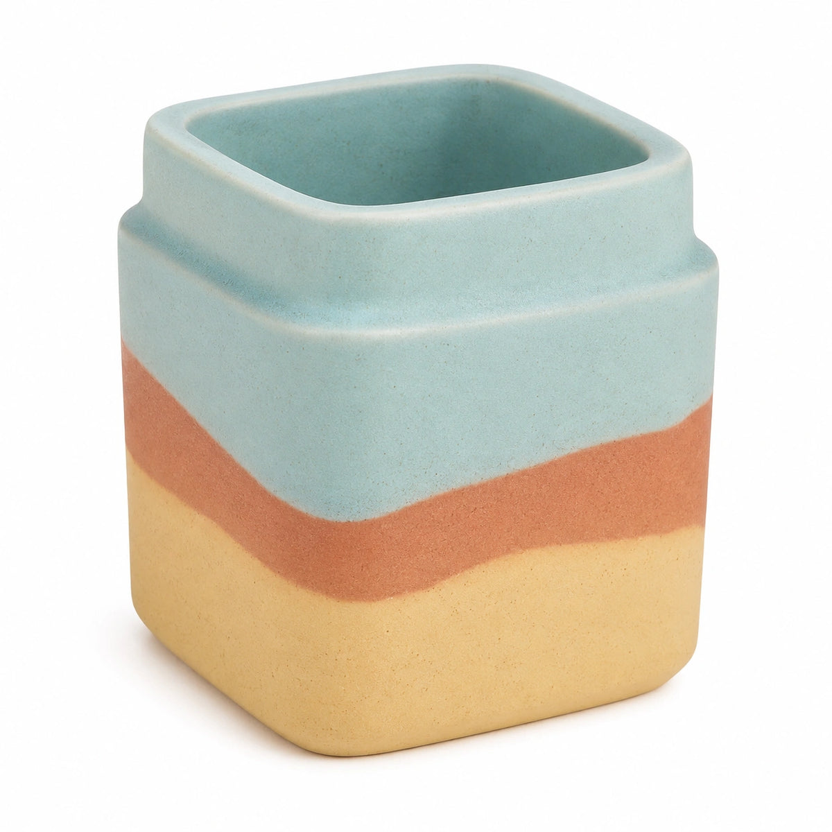 Porta Lápices Cerámico Cuadrado Multicolor 10x10x12cm