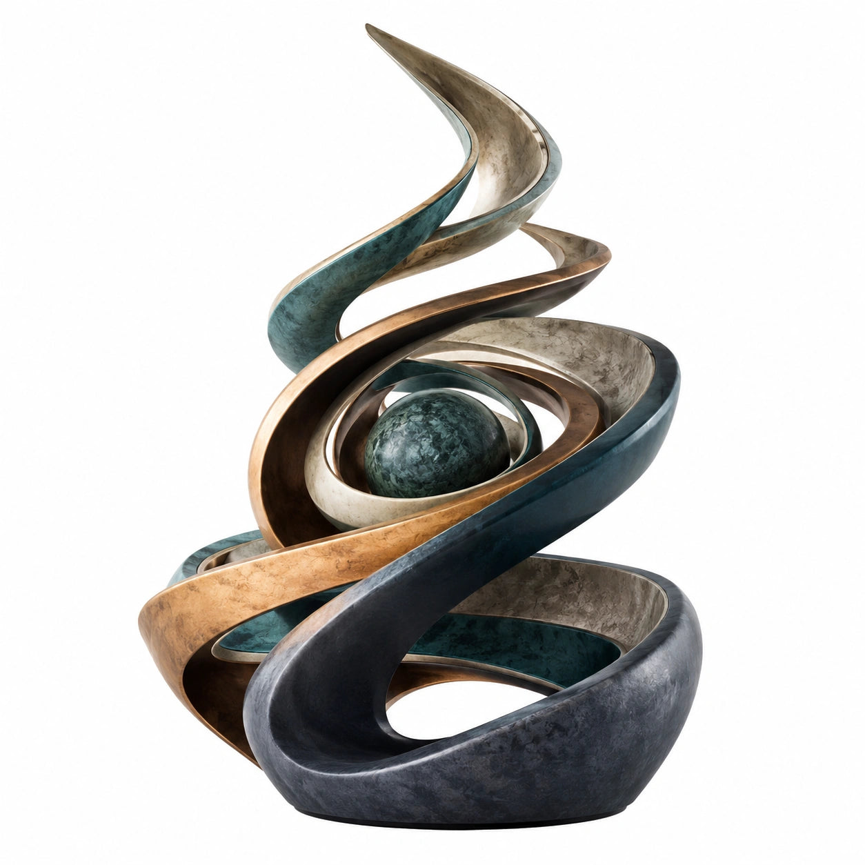 Escultura Decorativa Abstracta en Espiral Multicolor