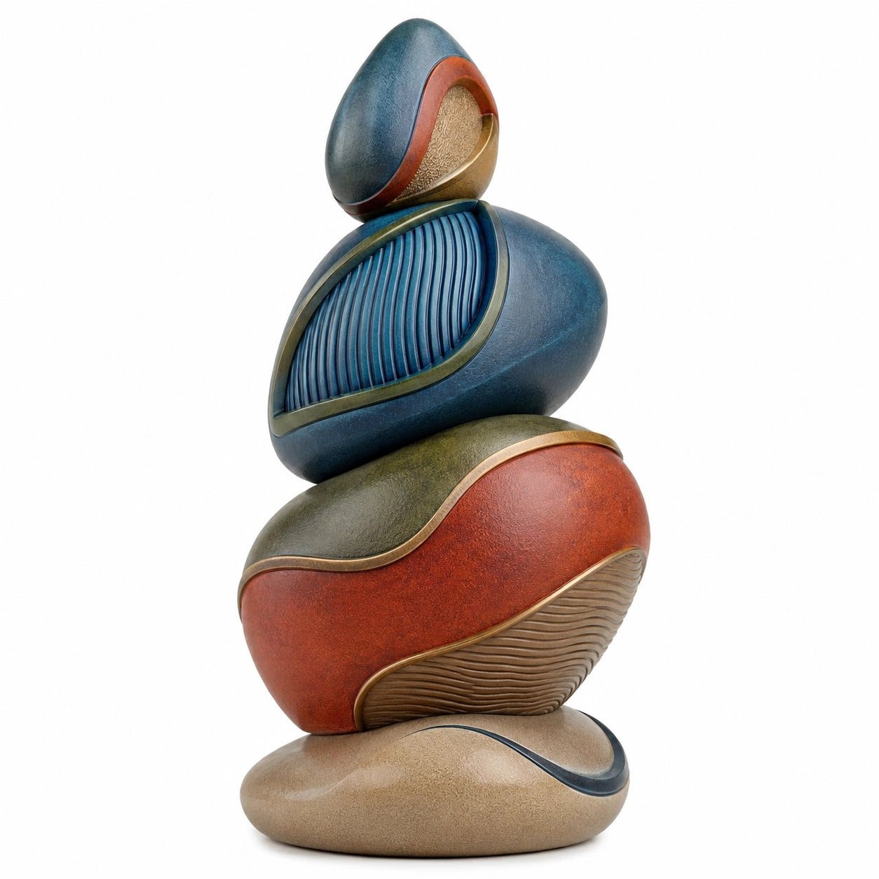 Escultura Abstracta de Piedras Apiladas Multicolor 50cm