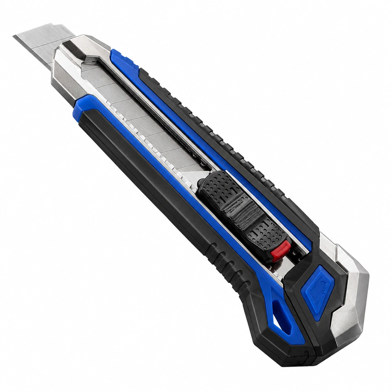 Cúter Retráctil Antideslizante Negro/Azul con Cuchilla Segmentada de 15 cm