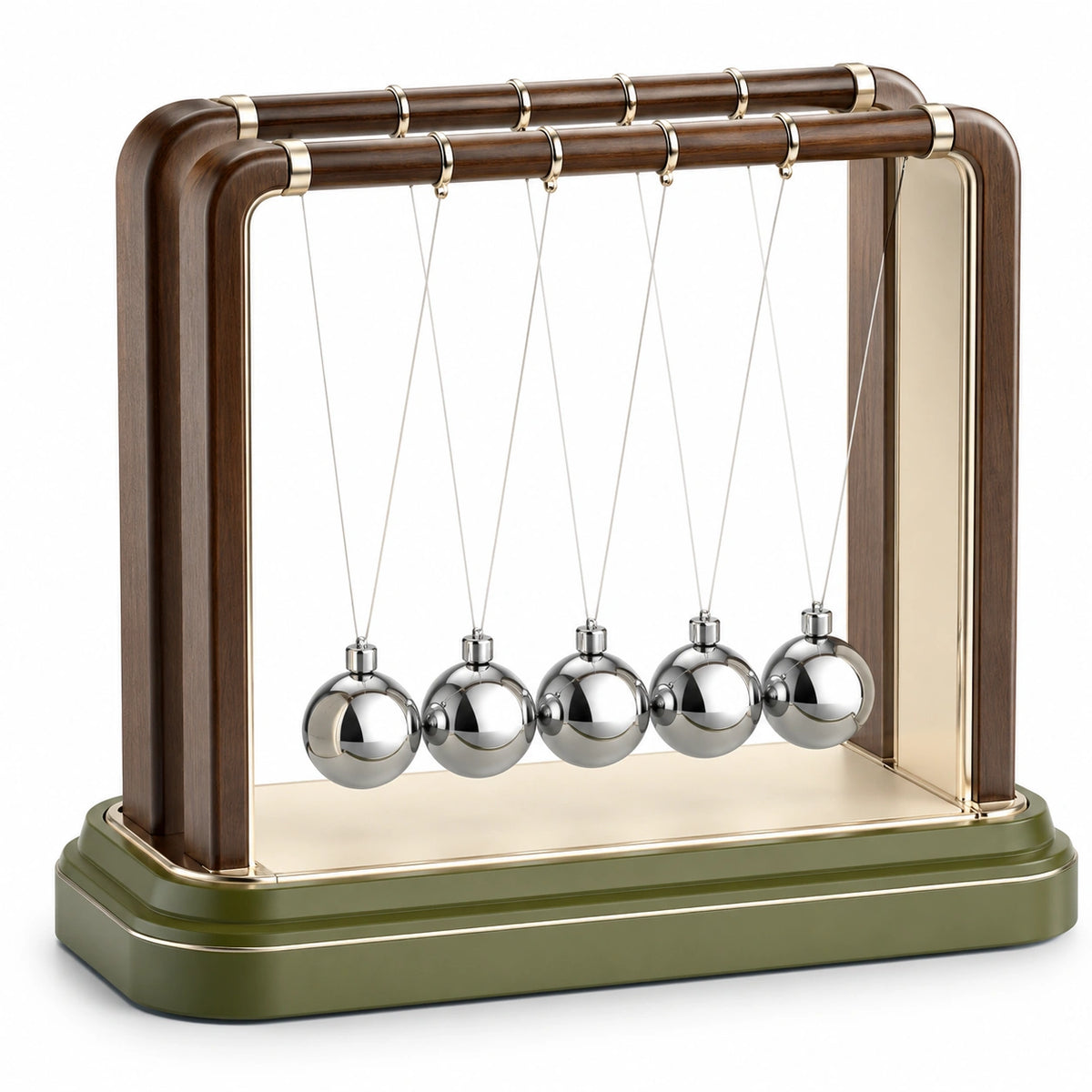 Péndulo de Newton Decorativo con Base Verde