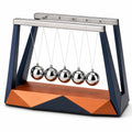 Péndulo de Newton Decorativo con Esferas de Acero Inoxidable - Plata, Azul y Naranja