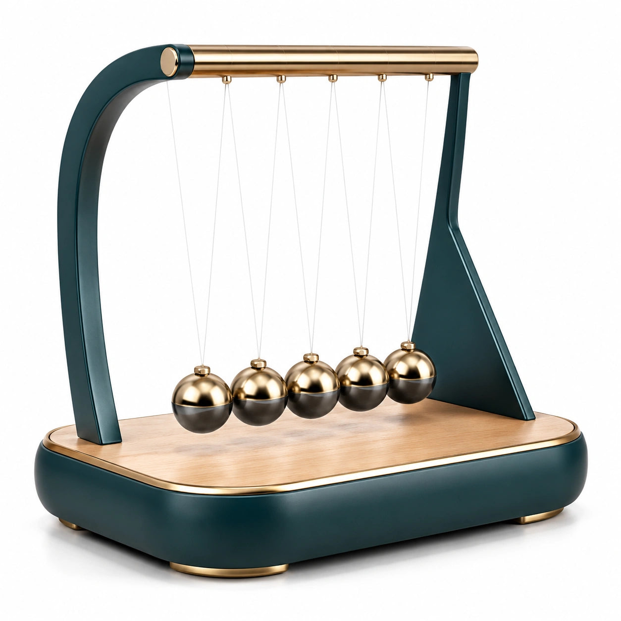 Péndulo de Newton Decorativo Metal Dorado y Negro