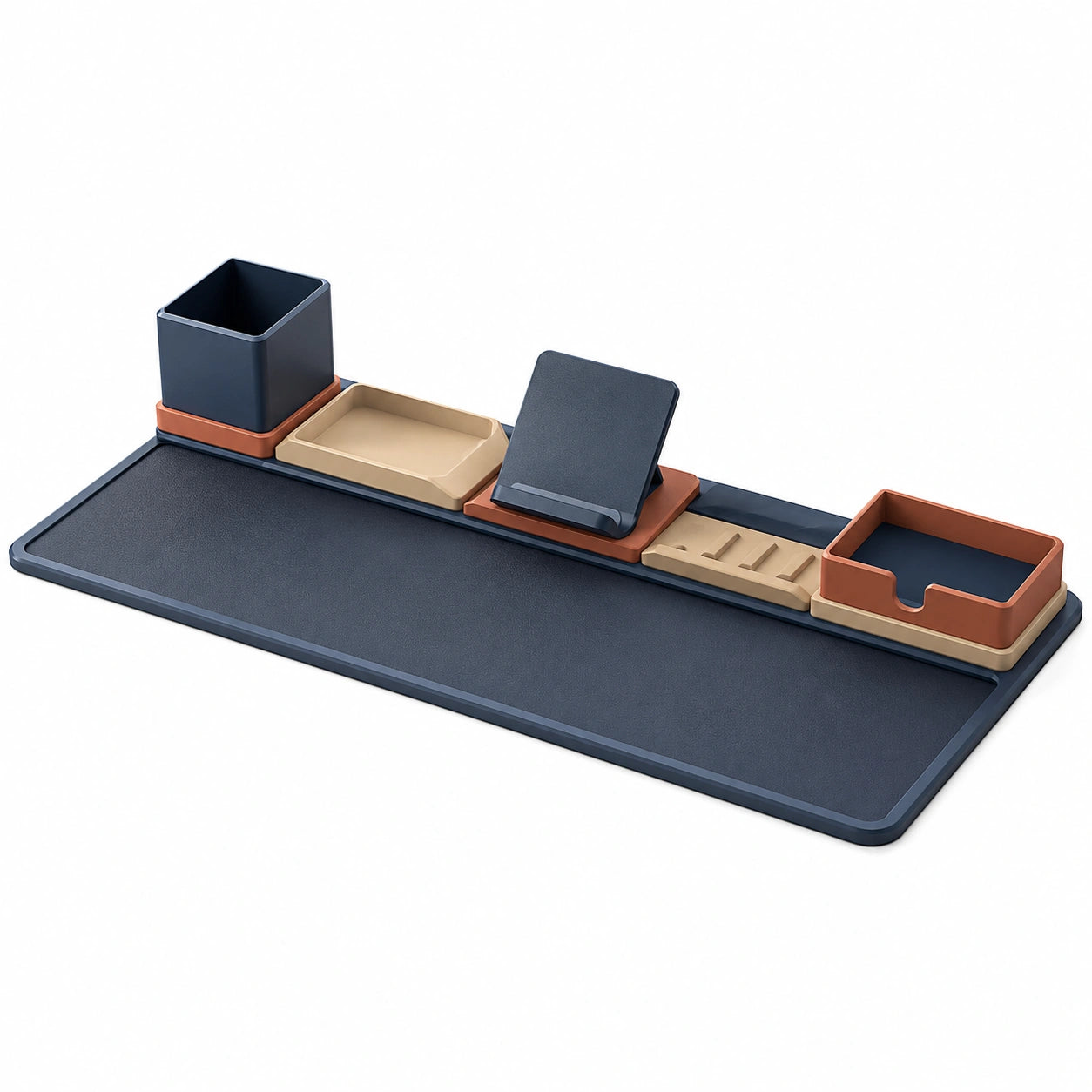 Organizador Modular de Escritorio Azul, Beige y Naranja
