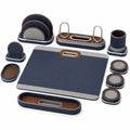 Set de Accesorios de Oficina Azul, Plateado y Marrón