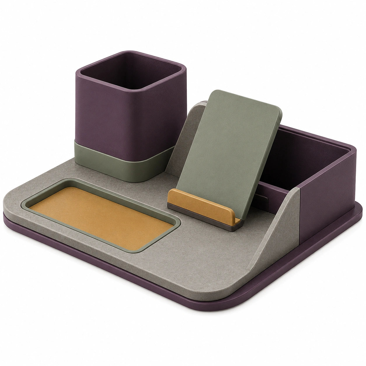 Organizador de Escritorio Multifuncional Púrpura/Verde/Gris