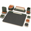 Conjunto de accesorios de escritorio Verde/Naranja/Beige con alfombrilla y organizadores