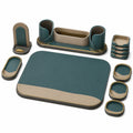 Conjunto de accesorios de escritorio en verde y beige para organización