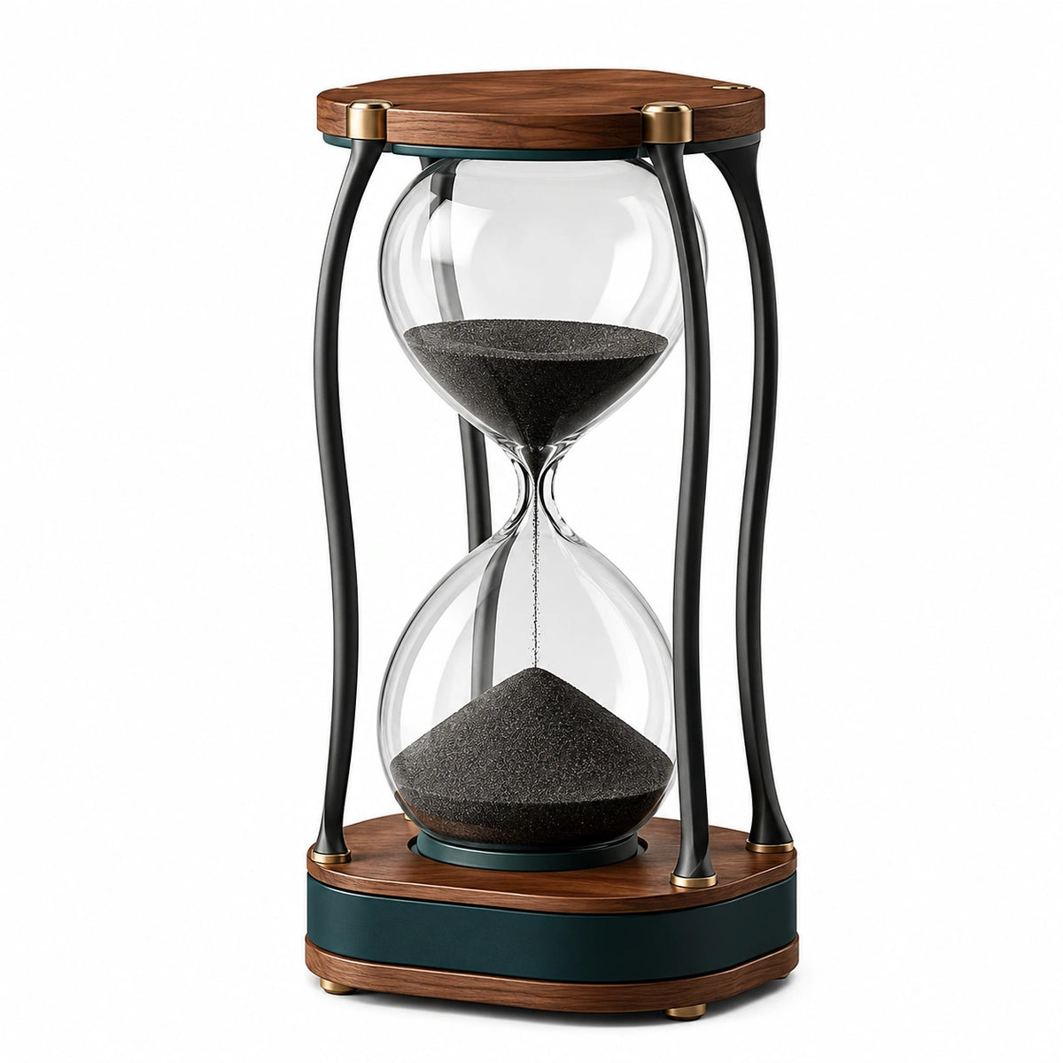 Reloj de Arena Decorativo Color Madera y Negro, Vidrio Transparente