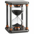 Reloj de Arena Decorativo Negro/Gris/Bronce con Base Metálica de 60 Minutos