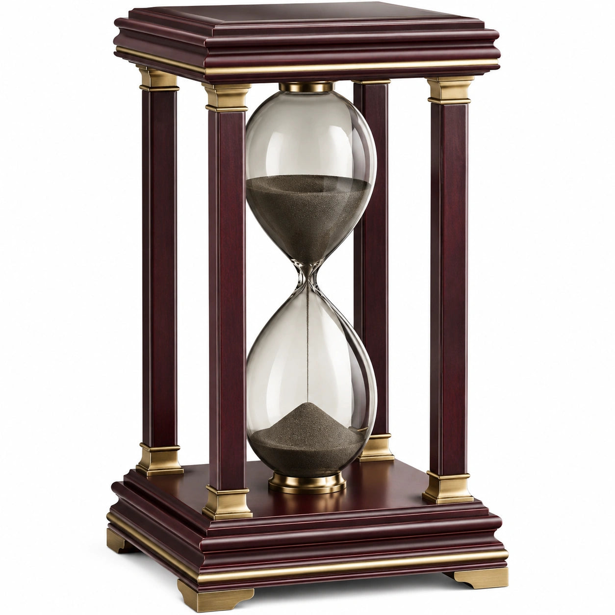 Reloj de Arena Decorativo de Madera y Metal Marrón y Dorado