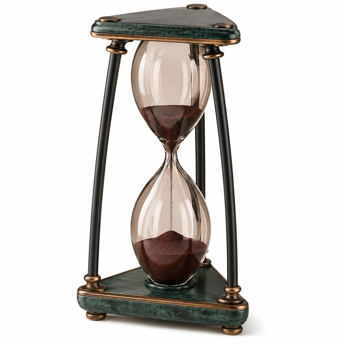 Reloj de Arena Decorativo Triangular Vidrio Verde y Negro 30 Minutos