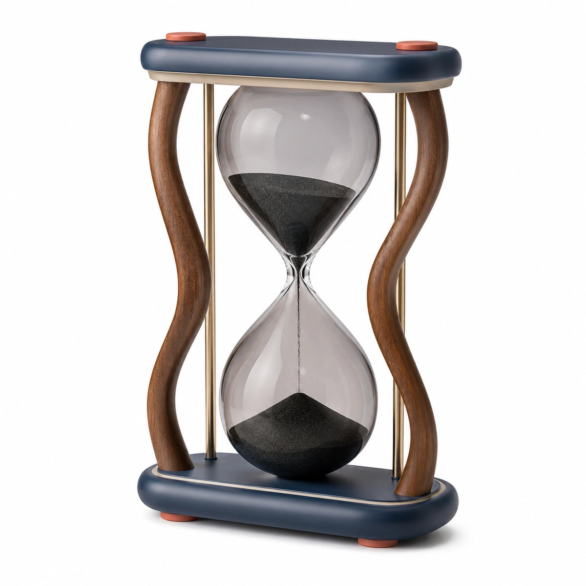 Reloj de Arena Decorativo de Madera y Vidrio con Arena Negra