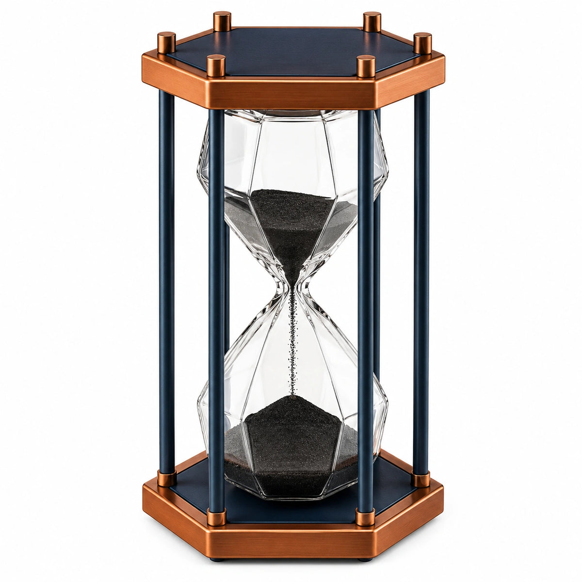 Reloj de Arena Decorativo Hexagonal Negro y Bronce