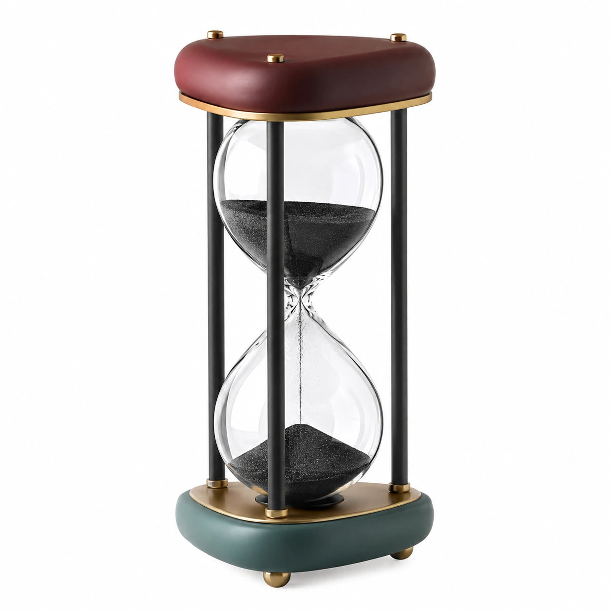 Reloj de Arena Decorativo Negro, Rojo y Verde con Soporte Metálico de 25 cm