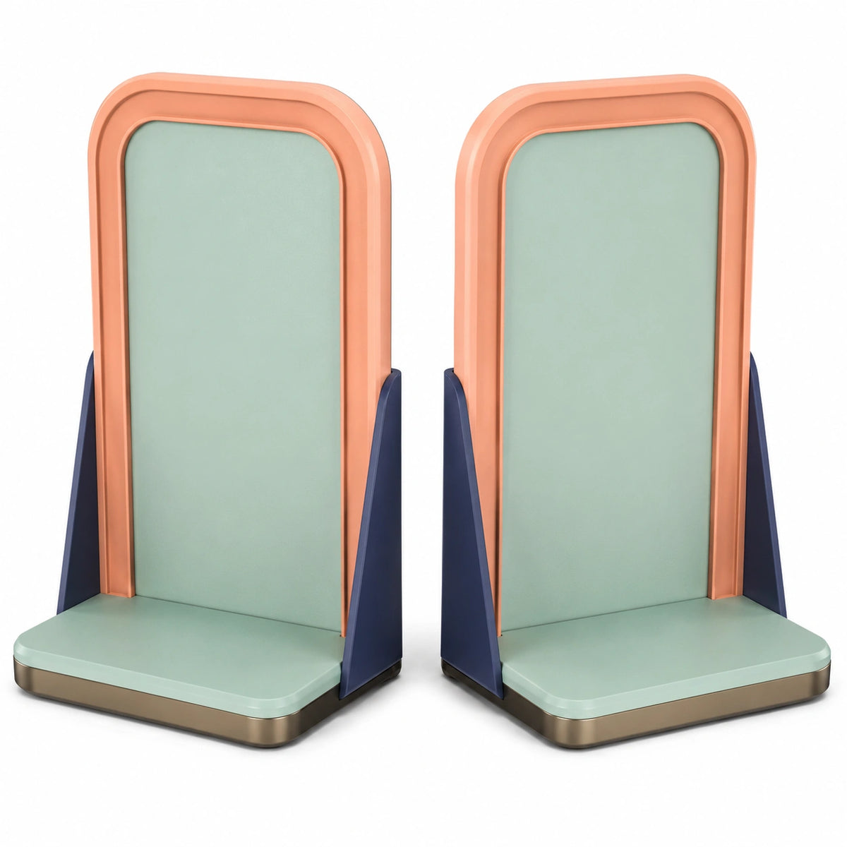 Soportes para Libros Geométricos Verde Menta y Azul