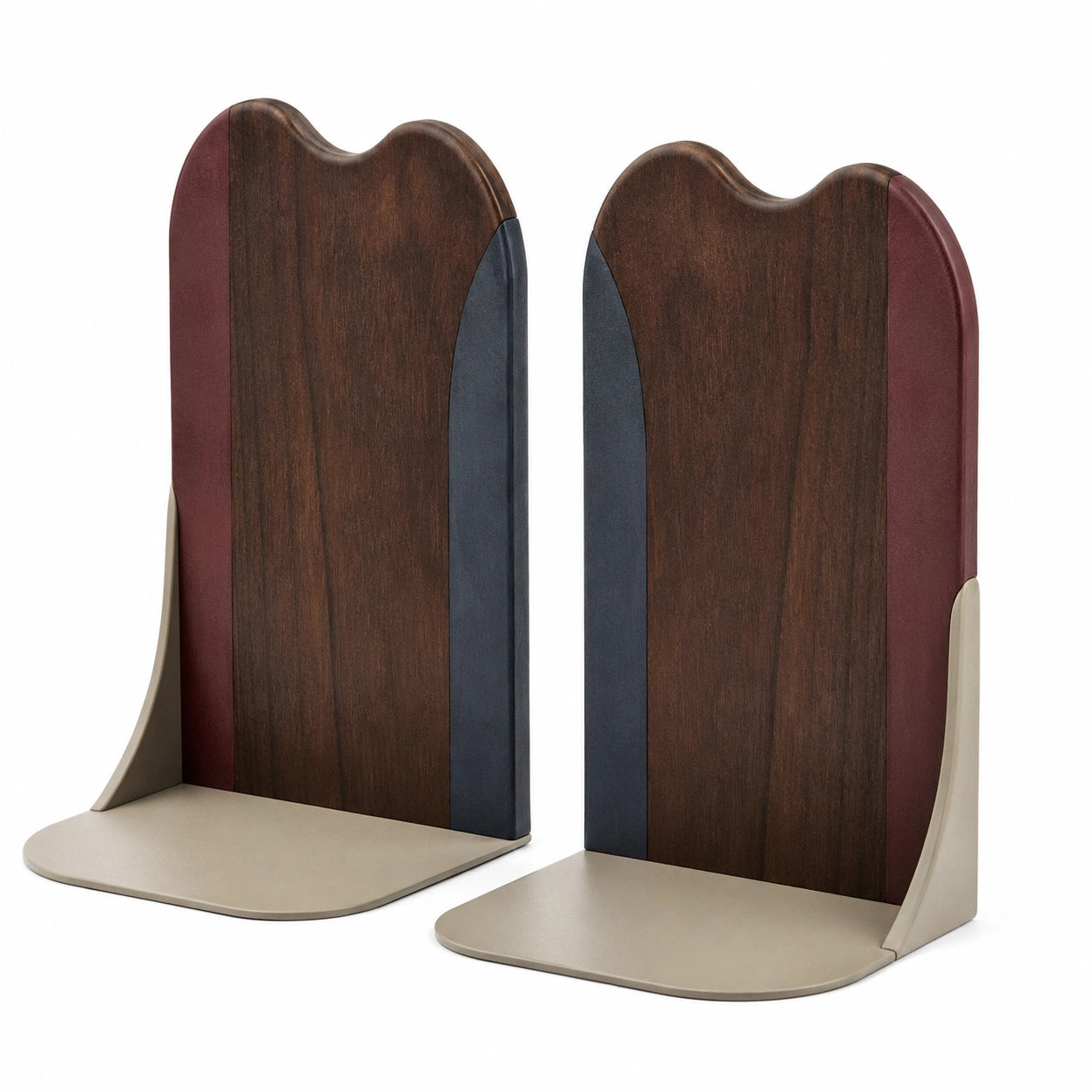 Sujetadores de Libros de Madera con Diseño Elegante Marrón/Burdeos