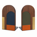 Sujetalibros geométrico de madera en colores variados