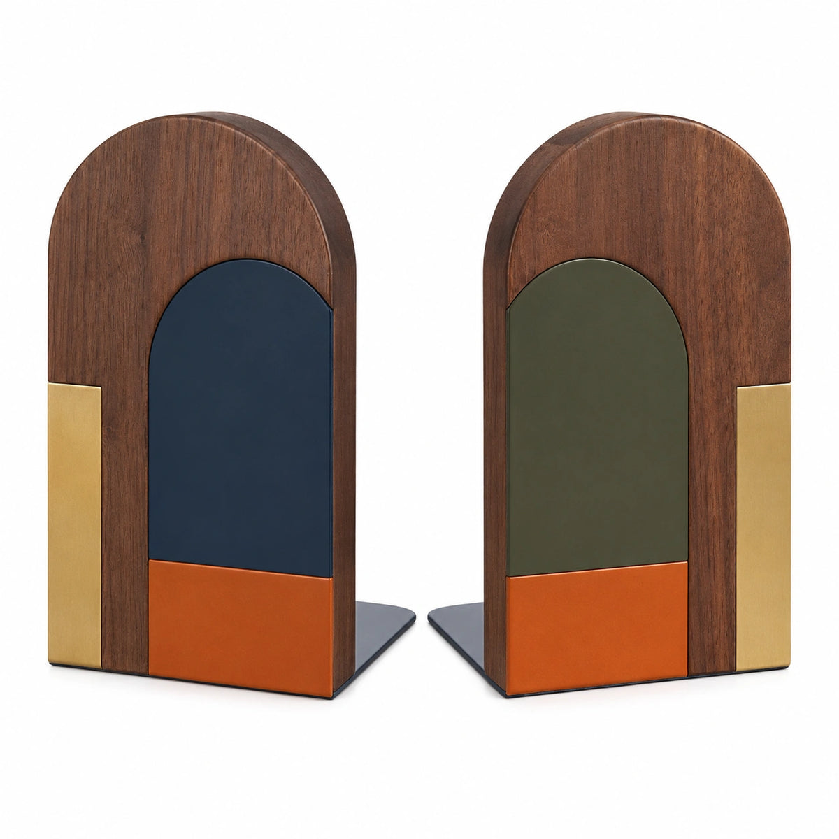 Sujetalibros geométrico de madera en colores variados