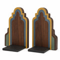 Sujetalibros Decorativos Diseño Arquitectónico Marrón/Azul/Oro