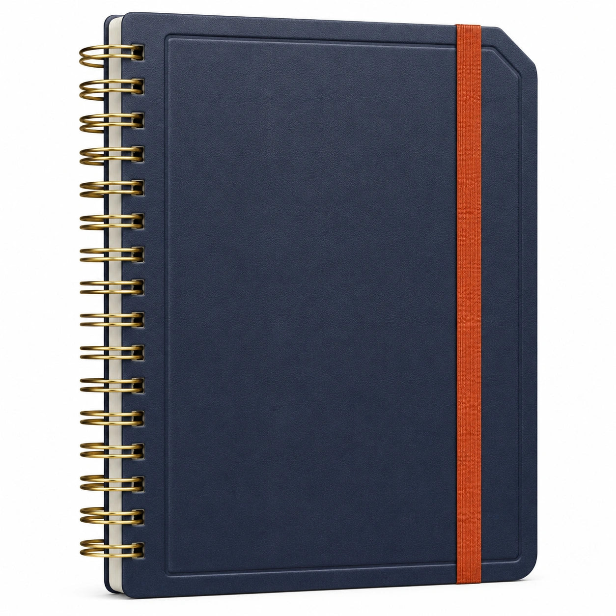 Cuaderno de Anillas A5 Azul Marino con Banda Elástica Naranja