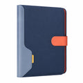 Carpeta Portadocumentos de Cuero Sintético Azul y Naranja