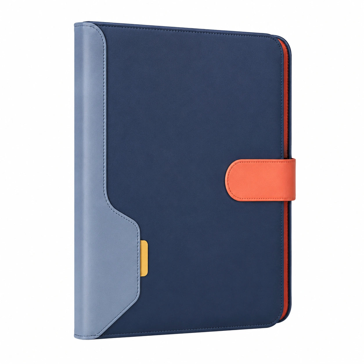 Carpeta Portadocumentos de Cuero Sintético Azul y Naranja